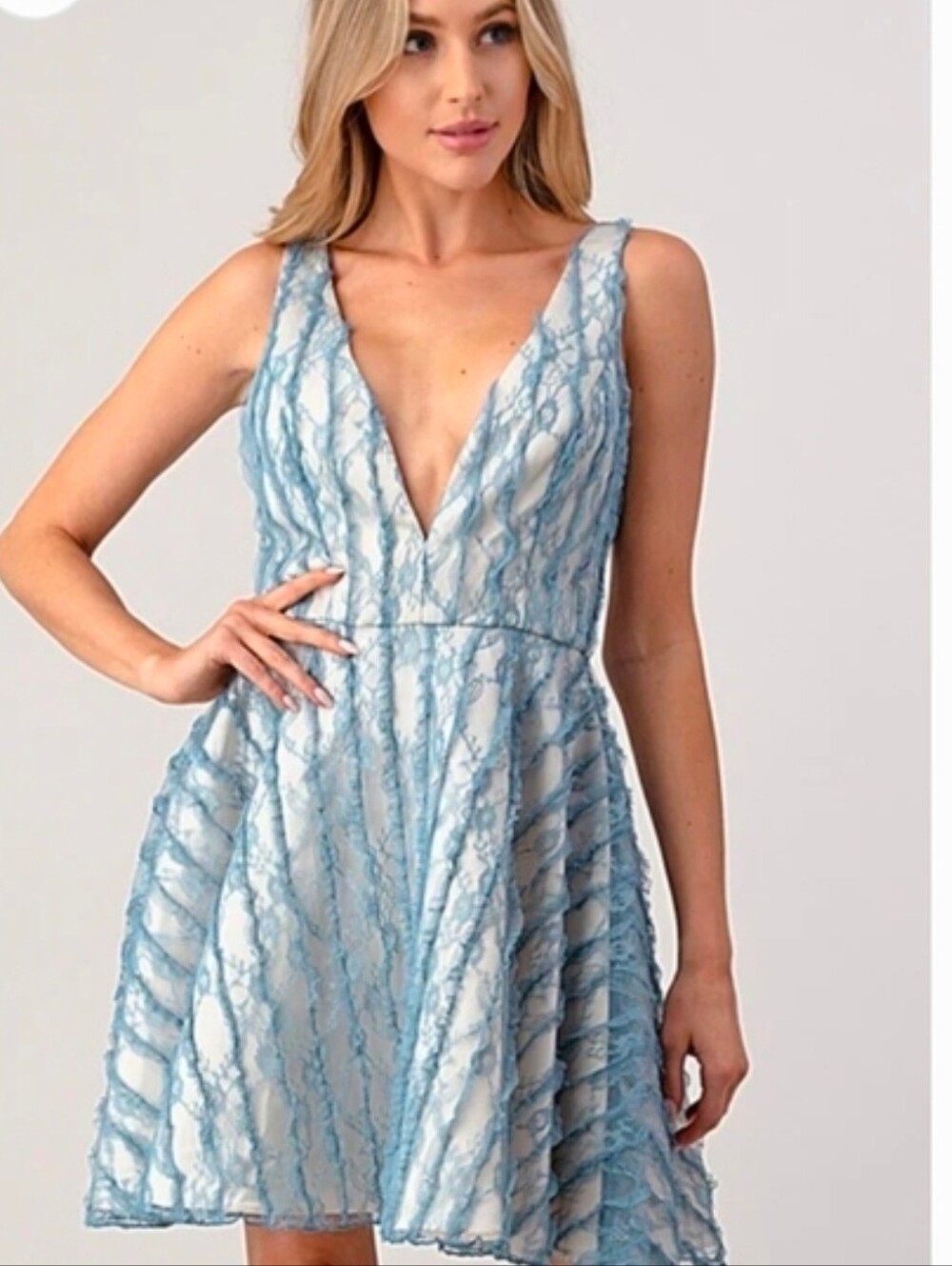 NWT! Minuet Blue Ice Princess Lace Cocktail Mini Dress S